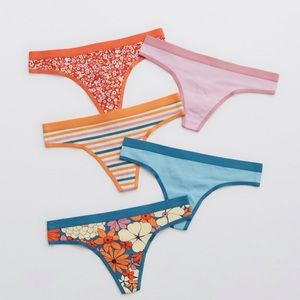 Aerie Large Cotton Thongs (5-Pack)